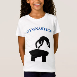 Girls Gymnastics Vault T-Shirt com nome no verso