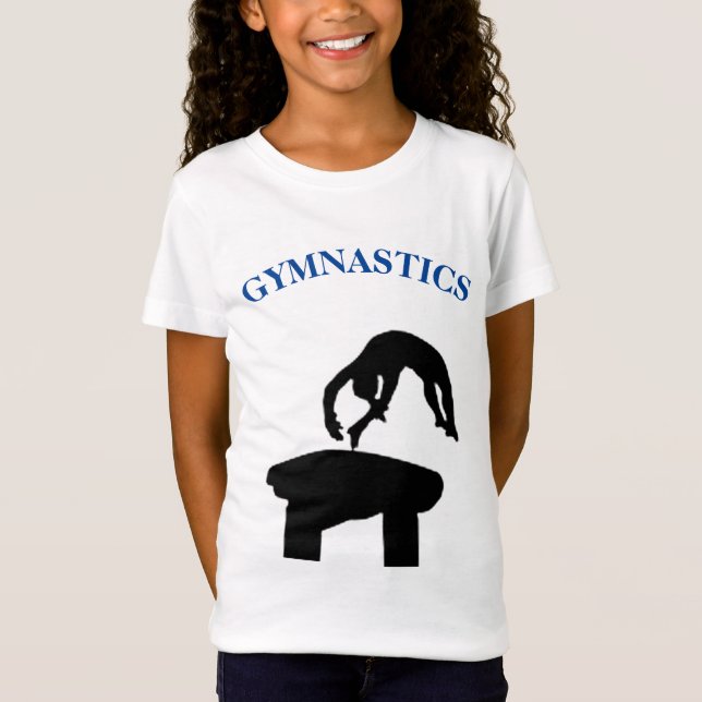 Girls Gymnastics Vault T-Shirt com nome no verso (Frente)