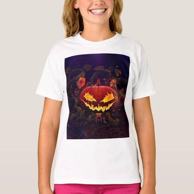 Girl's halloween pumpkin t-shirt (Frente)