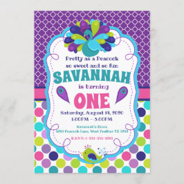Girls Peacock Convite de aniversário