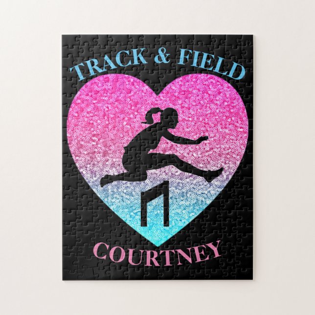 Girls Track & Field Heart Quebra-cabeça (Vertical)