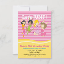 Girls Trampoline Convite de aniversário