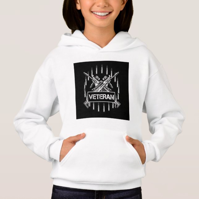 Girls Veteran Pullover Hoodies & Sweatshirts (Frente)