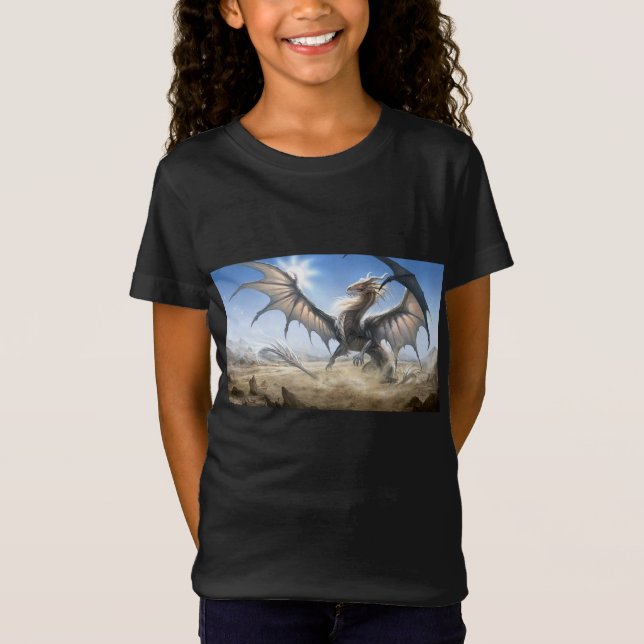girl's white dragon t-shirt (Frente)