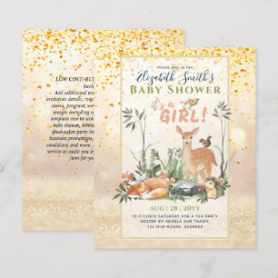 Girls Woodland Animal Forest CHÁ DE FRALDAS Invit