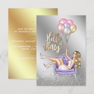 Girly aniversário de 30 anos Convite de festas