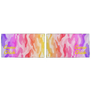 Girly Camouflage Pastel Monograma em Amarelo