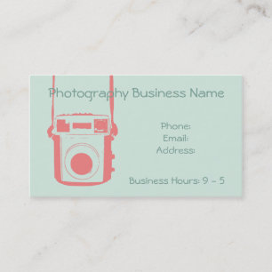 Girly Coral e Mint Vintage Camera Cartão de visita