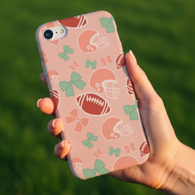 Girly Football Bow Pattern Phone Case (Criador carregado)