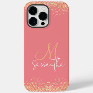 Girly Glam Espelhado Rosa e Dourado Monograma