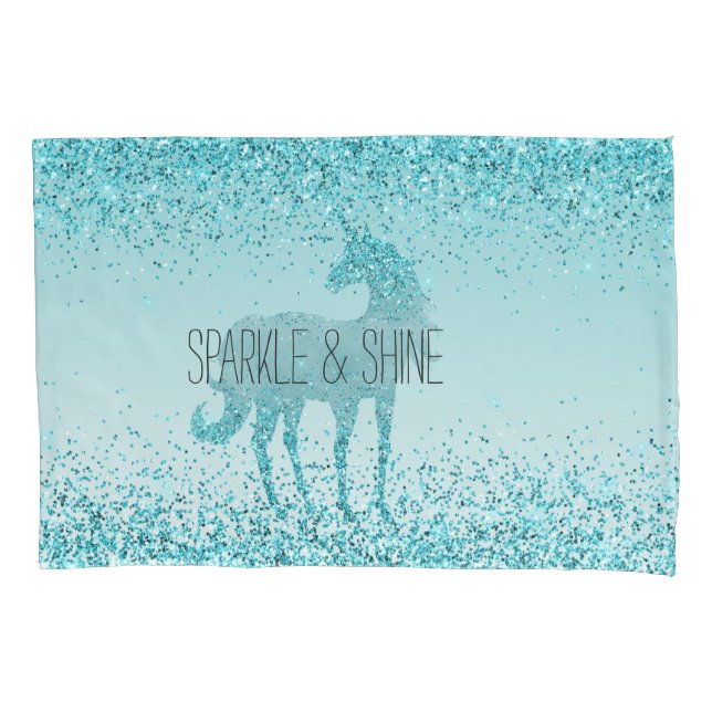 Girly Glitz Aqua Turquoise Glitter Unicorn (Frente)