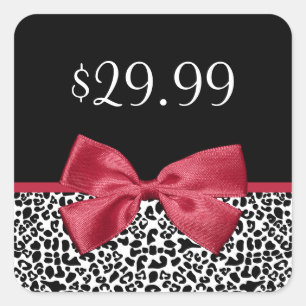 Girly Leopard Imprima Etiquetas Cute Red Ribbon
