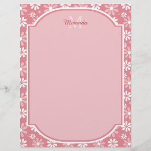 Girly Monogramas Flores De Margarida Rosa, Cuta, C