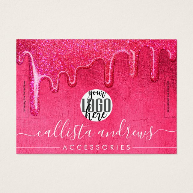 Girly Neon Pink Espesso Glitter Drives Logotipo (Frente)