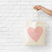 Girly Peach Heart Bolsa com Nome