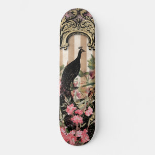 Girly Peacock Pink French Fantasy Skateboard