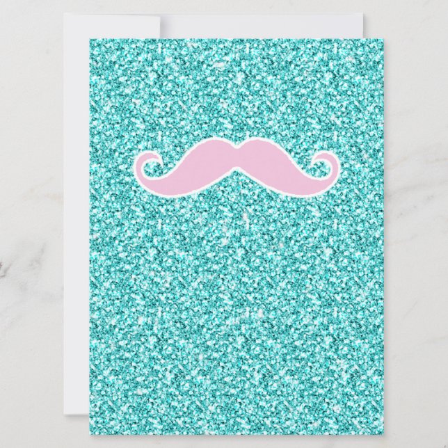 GIRLY PINK MUSTACHE NO EFEITO DO GLITTER TEAL (Frente)