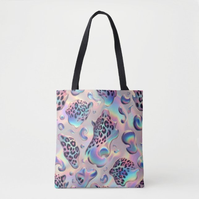 Girly Posh Leopard Print Opal Tote Bag (Frente)