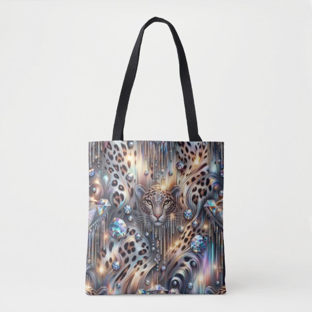 Girly Posh Leopard Print Opal Tote Bag (Frente)