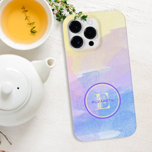 Girly Purple Blue Watercolor Nome do Monograma