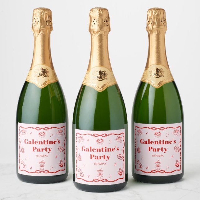 Girly Red Coquette Galentine's  Party (Garrafas)