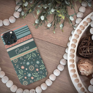 Girly Stripe Floral Bonito Tendência Moderna