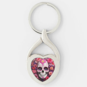 Girly Sugar Skull Chaveiro