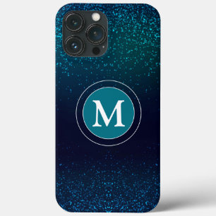 Girly Teal Glitter Sparkly Monograma