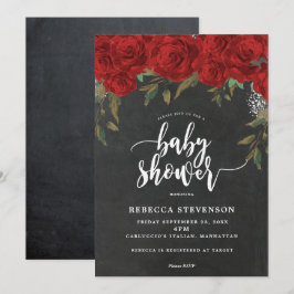 giz de convite do chá de fraldas floral do rosa ve