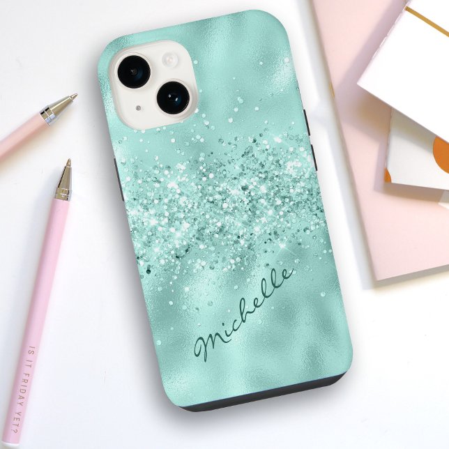 Glam Aqua Blue Foil Confetti (Criador carregado)