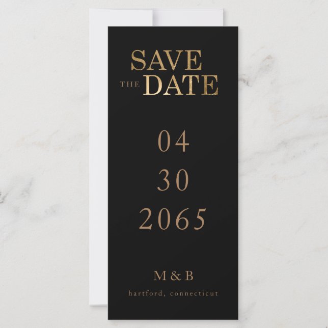 Glam Black & Gold Monograma Salve a Data (Frente)