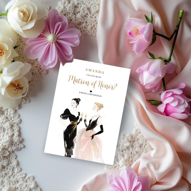 Glam Bridal Party Two Exquisite Ladies Proposal (Glam Bridal Party Two Exquisite Ladies Proposal Cards for Wedding. )