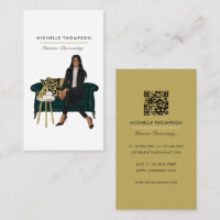 Glam Chic Coffee Boss QR Code Cartão de visita