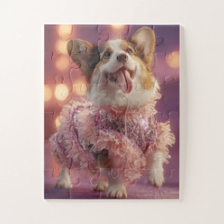 Glam Corgi a rosa - Quebra-cabeça