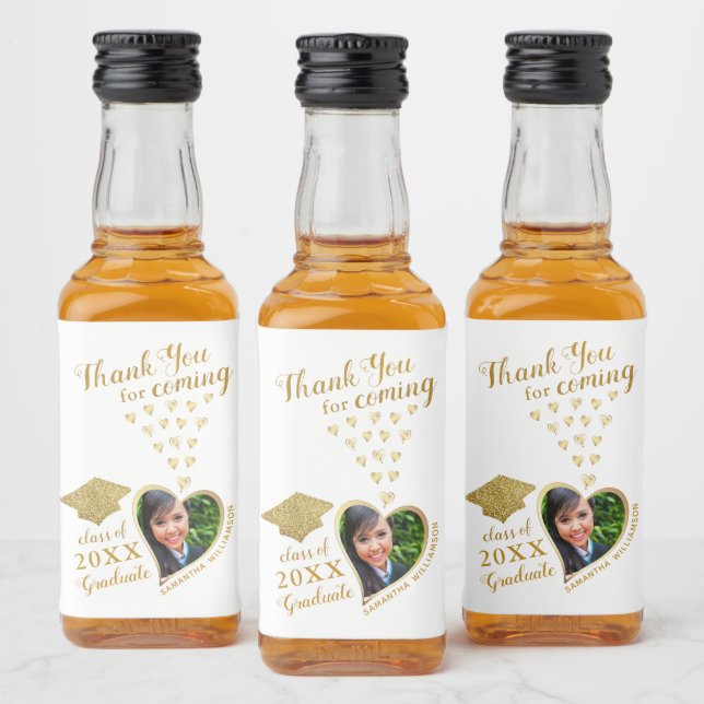Glam Dourado Branco Elegante Obrigado Graduação 20 (Garrafas)