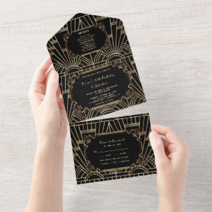 Glam Dourado Excelente Negro Gatsby Art Deco Anive