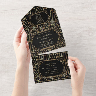 Glam Dourado Excelente Negro Gatsby Art Deco Anive