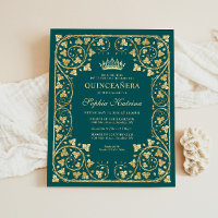 Glam Emerald Verde Dourada Tiara Quinceanera