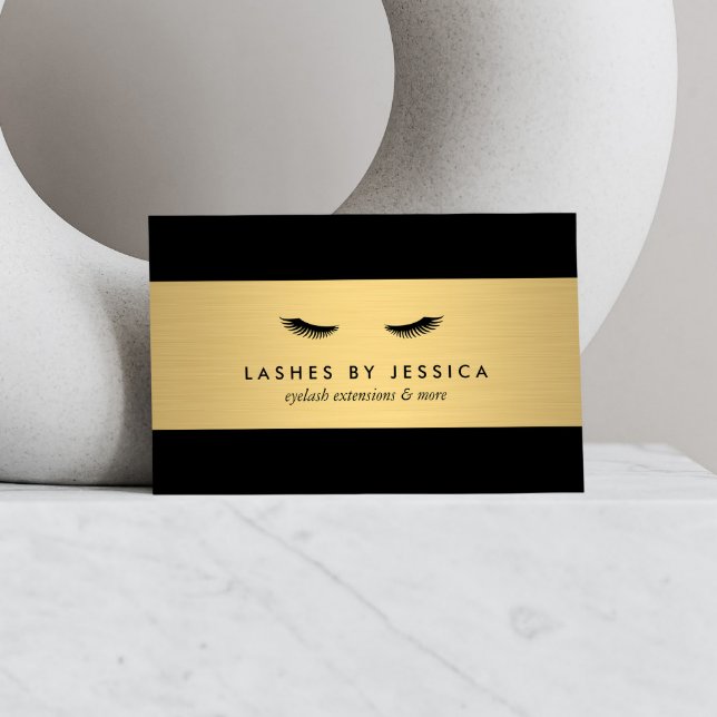 Glam Eyelashes Preto e Cartão de visita Dourado (Criador carregado)