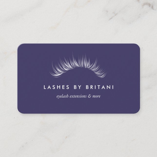 Glam Eyelashes texto branco Cartão de visita (Frente)