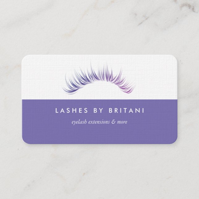 Glam Eyelashes texto branco Cartão de visita (Frente)