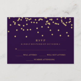 Glam Faux Dourada Confetti e RSVP Roxo Profundo