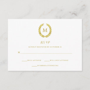 Glam Faux Gold Foil Laurel Wreath Monograma RSVP
