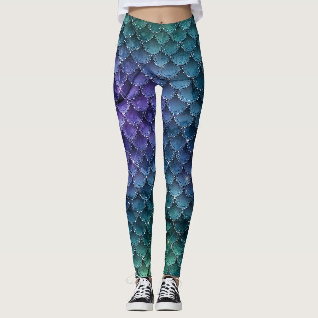 GLAM GIRL OCEAN BLUE GLITTER MERMAID LEGGING (Frente)