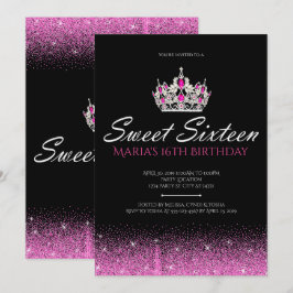 Glam & Glitter, 16 Convites Pink Sweet