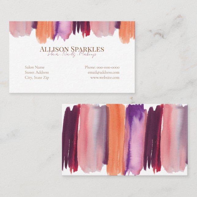 Glam Nail Art Manicure Salon Cartão de visita (Frente/Verso)