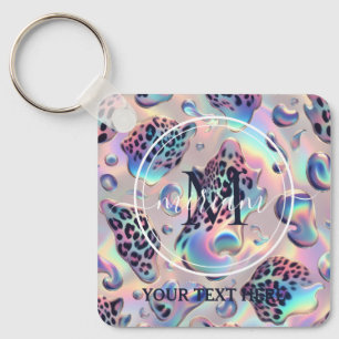Glam Opal Estampa de Leopardo Chaveiro Feminino