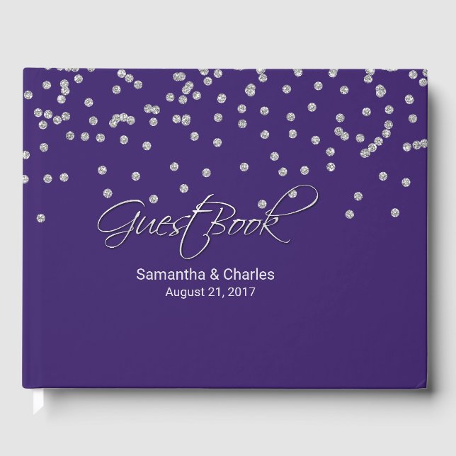 Glam Purple com Livro de Convidados de Casamento d (Frente)