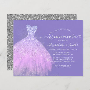 Glam Purple Silver Glitter Gown Quinceanera