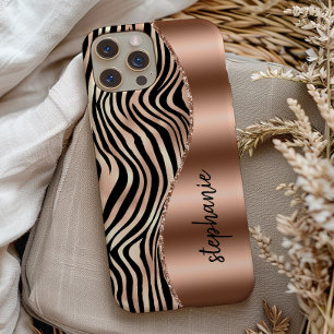 Glam Rosa Dourado Listras de Tigre Preto Nome